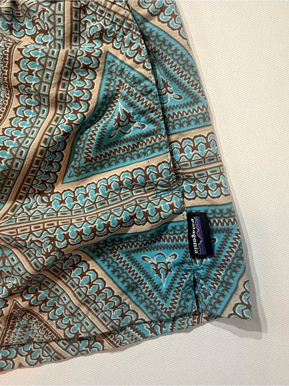 Patagonia Women’s Surf Trunks Board Shorts Teal Print Small